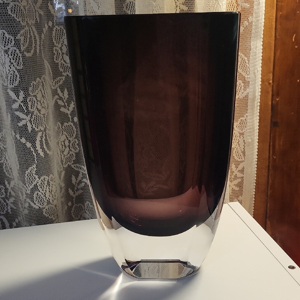 BLOCK Crystal Studio Glass Vase Dark Purple Amethyst